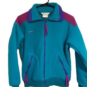 Vintage Columbia Fleece Jacket Teal Purple Colorblock 90s